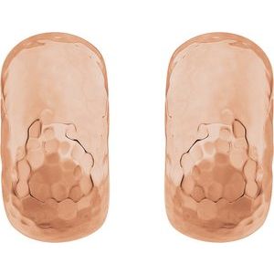 14K Rose Gold Hammered Hollow J-Hoop Earrings