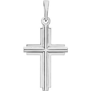 14K White Gold Cross Pendant