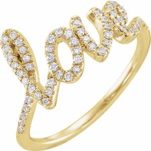 14K Yellow Gold 1/4 CTW Natural Diamond Love Ring