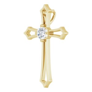 14K Yellow Gold 4.1 mm Round 1/4 CTW Natural Diamond Pendant