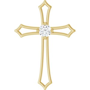14K Yellow Gold 3.5 mm Round 1/6 CTW Natural Diamond Pendant