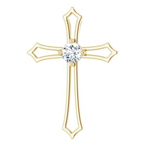 14K Yellow Gold 4.1 mm Round 1/4 CTW Natural Diamond Pendant