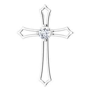 14K White Gold 4.1 mm Round 1/4 CTW Natural Diamond Pendant