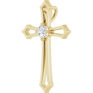 14K Yellow Gold 3 mm Round 1/10 CTW Natural Diamond Pendant