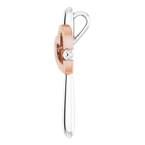14K White & Rose Gold Cross with Heart Pendant