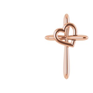 14K Rose Gold Cross with Heart Pendant