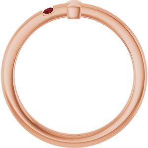 14K Rose Gold Natural Mozambique Garnet Youth Sideways Cross Ring