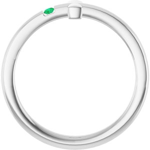 Sterling Silver Youth Imitation Emerald Sideways Cross Ring