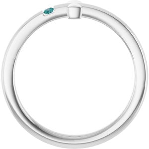 14K White Gold Natural Alexandrite Youth Sideways Cross Ring