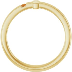 14K Yellow Gold Natural Citrine Youth Sideways Cross Ring
