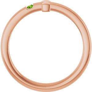 14K Rose Gold Natural Peridot Youth Sideways Cross Ring