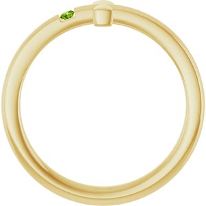 14K Yellow Gold Natural Peridot Youth Sideways Cross Ring