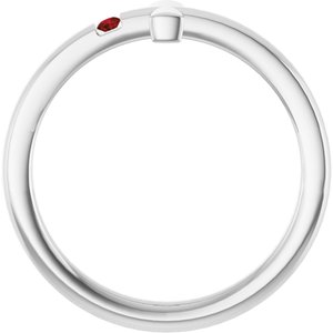 14K White Gold Natural Mozambique Garnet Youth Sideways Cross Ring