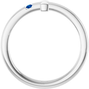 Sterling Silver Youth Imitation Blue Sapphire Sideways Cross Ring