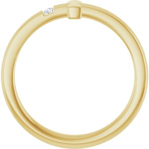 14K Yellow Gold Natural White Sapphire Youth Sideways Cross Ring