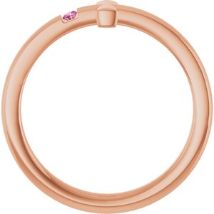 14K Rose Gold Natural Pink Tourmaline Youth Sideways Cross Ring