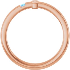 14K Rose Gold Natural Aquamarine Youth Sideways Cross Ring