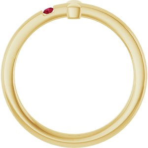 14K Yellow Gold Natural Ruby Youth Sideways Cross Ring