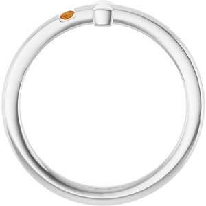 14K White Gold Natural Citrine Youth Sideways Cross Ring