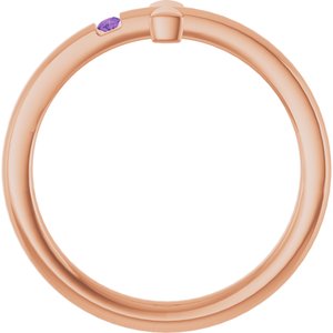 14K Rose Gold Natural Amethyst Youth Sideways Cross Ring