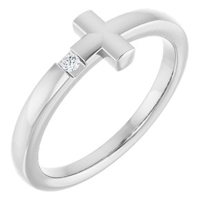 Platinum .015 CTW Natural Diamond Youth Sideways Cross Ring