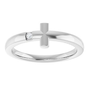 Sterling Silver .015 CTW Natural Diamond Youth Sideways Cross Ring