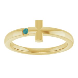14K Yellow Gold Natural Alexandrite Youth Sideways Cross Ring