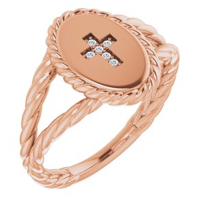 14K Rose Gold .02 CTW Natural Diamond Cross Ring