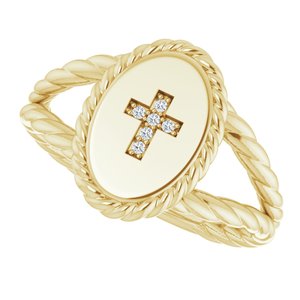 14K Yellow Gold .02 CTW Natural Diamond Cross Ring