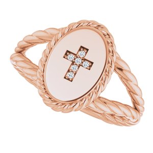 14K Rose Gold .02 CTW Natural Diamond Cross Ring