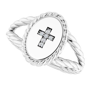 Platinum .02 CTW Natural Diamond Cross Ring