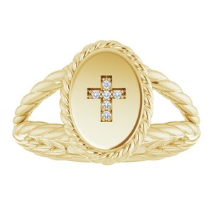 14K Yellow Gold .02 CTW Natural Diamond Cross Ring