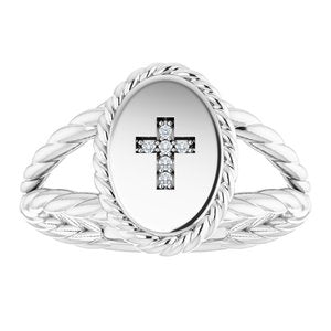 Platinum .02 CTW Natural Diamond Cross Ring