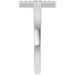 14K White Gold .08 CTW Natural Diamond Sideways Cross Ring