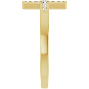 14K Yellow Gold 1/10 CTW Lab-Grown Diamond Sideways Cross Ring