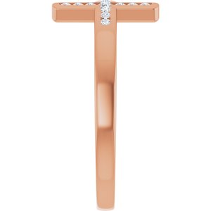 14K Rose Gold 1/10 CTW Lab-Grown Diamond Sideways Cross Ring