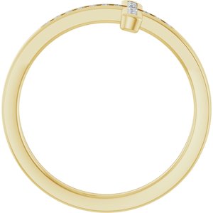 14K Yellow Gold 1/10 CTW Lab-Grown Diamond Sideways Cross Ring
