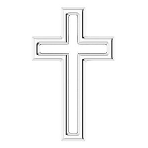 14K White Gold Open Cross Pendant