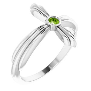 Sterling Silver Natural Peridot Sideways Cross Ring