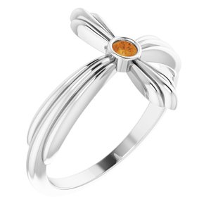 Platinum Natural Citrine Sideways Cross Ring