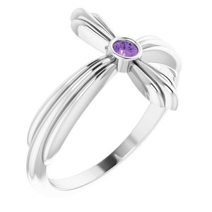 Platinum Natural Amethyst Sideways Cross Ring