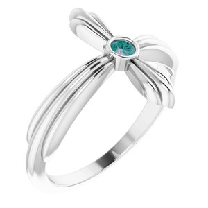 Platinum Natural Alexandrite Sideways Cross Ring