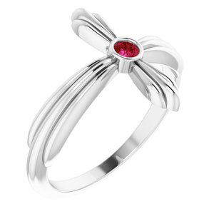 Platinum Natural Ruby Sideways Cross Ring