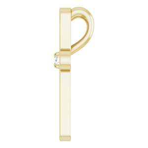 14K Yellow Gold .03 CT Natural Diamond Cross Pendant