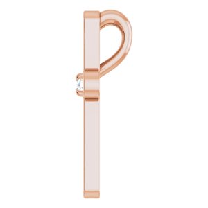 14K Rose Gold .03 CT Natural Diamond Cross Pendant
