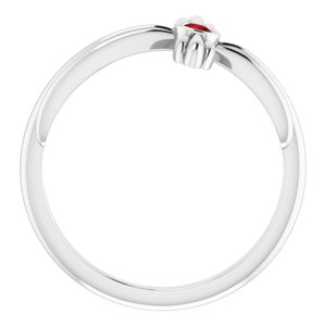 14K White Gold Natural Mozambique Garnet Sideways Cross Ring