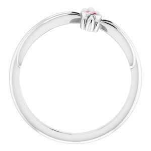 Platinum Natural Pink Tourmaline Sideways Cross Ring