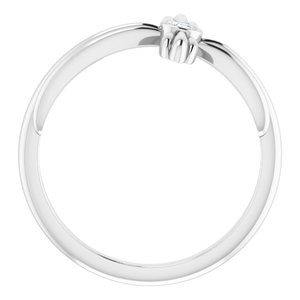 Platinum Natural White Sapphire Sideways Cross Ring