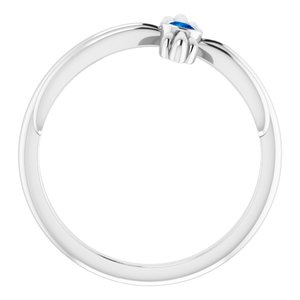 Sterling Silver Natural Blue Sapphire Sideways Cross Ring