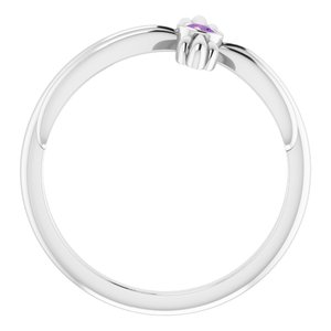 14K White Gold Natural Amethyst Sideways Cross Ring